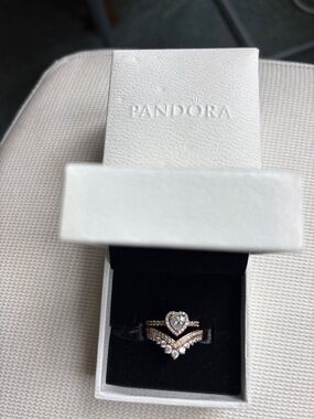 Beautiful Pandora rings worn separately or as shown. Size 52(6)